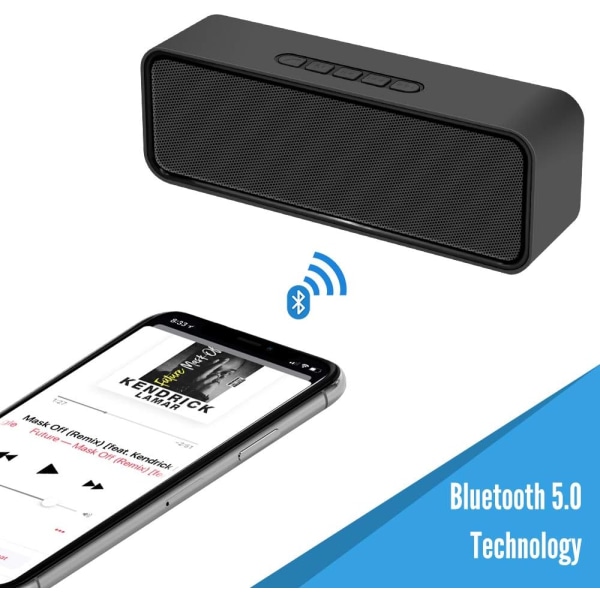 Bærbar trådløs høyttaler, Bluetooth 5.0-høyttaler med 3D stereo HiFi-bass, 1500mAh batteri, 12 timers spilletid (svart)