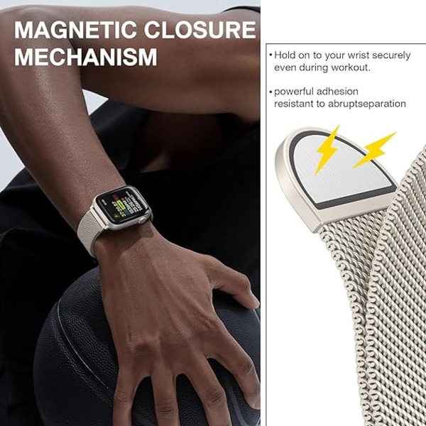 Remme til Apple Watch, kompatibel med Apple Watch-remme 38mm 40mm 41mm til kvinder og mænd, magnetiske remme til iWatch-rem serie 9 8 7 6 5 4 3 SE (Starlight) Starlight