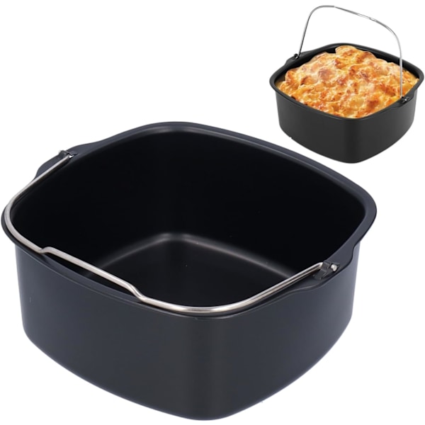 Kakefat, kakeform, jernvarmebestandig frityrkakeform, nonstick pizzaplate, gjenbrukbar bakeform, luftfrityrtilbehør (18 cm)