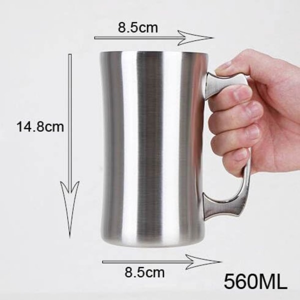 Stor kaffekopp, thermal mugg med lock, 560 ml, kaffemugg, vakuumisolerad mugg av rostfritt stål för kallt och varmt