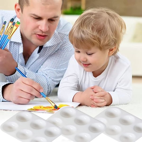 10 stk Rektangulære Akvarellpaletter, Mini Plastmalingspalett, Rektangulært Plastmalingsbrett, for Kunstmaling (6 Brønner)