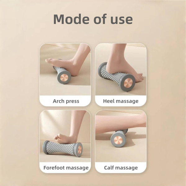 Fodrulle Massager til lindring af plantar fasciitis, manuel dybdevævs massager til cirkulation, refleksologi triggerpunkt terapi (grå)