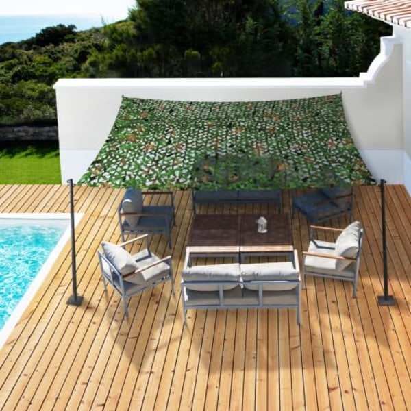 3x4m Camouflage Design Rektangulær Skyggesejl, Grøn Trellis