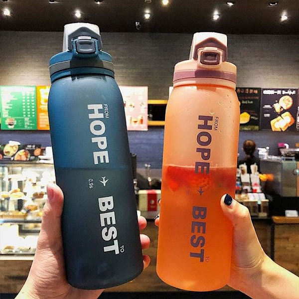 Juomapullo Vesi Pullot Kuntosali Urheilu 1l Pyöräily Juoksu 900ml Bpa Vapaa Muovi Hydratus Pullo D20 (900ml, Tummansininen) Blue