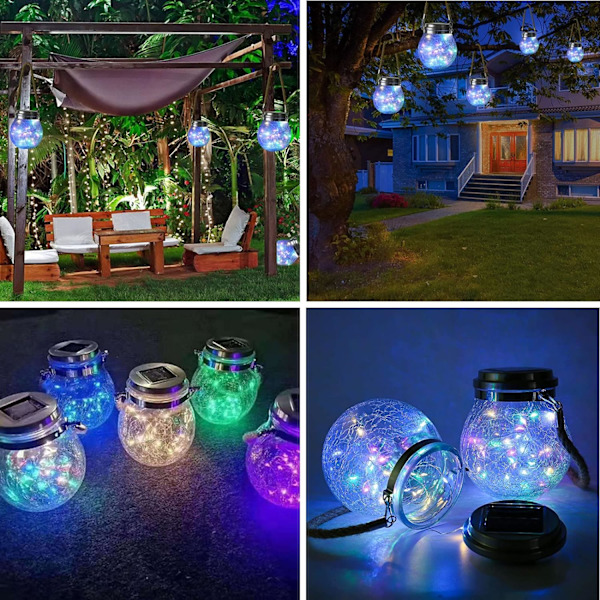 Solcellslykta Utomhus Trädgård - 2 Pack Vattentät Utomhus Solcellslampa - 30 LED Solcells Utomhus Trädgård Dekorativ Belysning