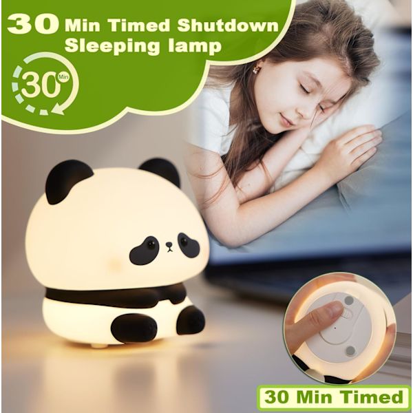 Söt Panda Nattlampa, LED Squishy Novelty Animal Nattlampa, 3 Nivåer Dimbar Barnkammare Nattlampa, Panda DaTou
