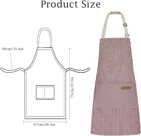 2 st Justerbart Förkläde Unisex Förkläde med Ficka Matlagning Kök Kock Förkläden för Kvinnor Män Hem Kök röd