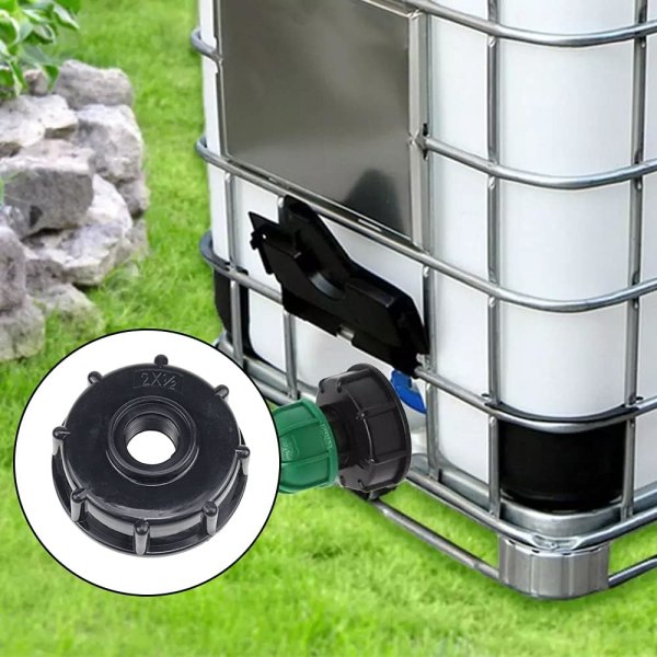 3 stk IBC tankadapter, plastavløpsvanntanklokkadapter, S60x6 IBC adapterfittings 1/2 3/4 1 tommer svart