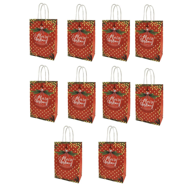 God Jul Papperspresentpåsar - 10-pack Jultomten Kraftpapperspresentpåsar - Jul Förpackning Presentpåsar Högtidstillbehör 33*26*12cm