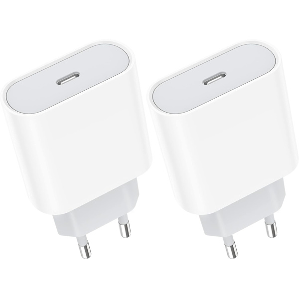 20W 2-pack USB C snabbladdare, USBC-uttag Typ C vägg AC-strömadapter