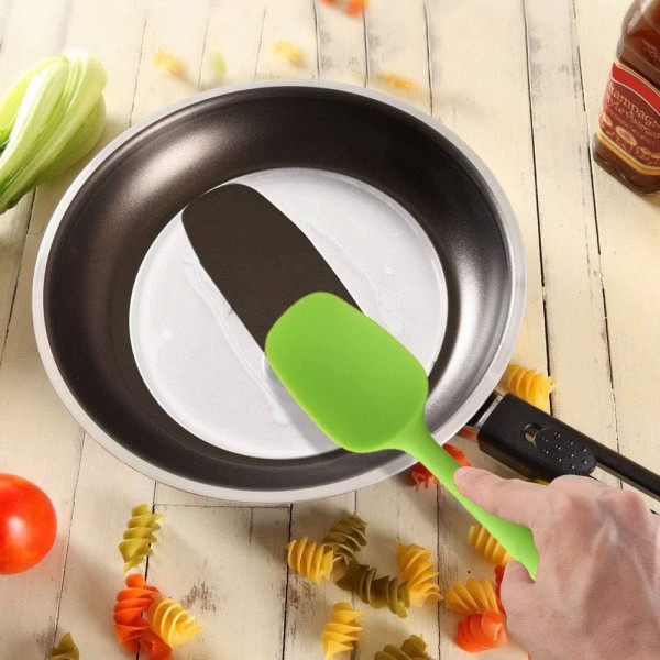 Silikonspatelsett - grønn 6-delers non-stick gummispatel med kjerne av rustfritt stål - Varmebestandig slikkepott Kjøkkenredskapssett for matlaging Green