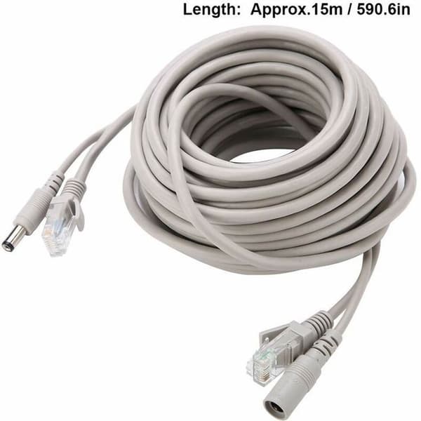 CCTV-kabel AHD Video Strömkabel 15M för PZCC CCTV Säkerhetskameraövervakningssystem
