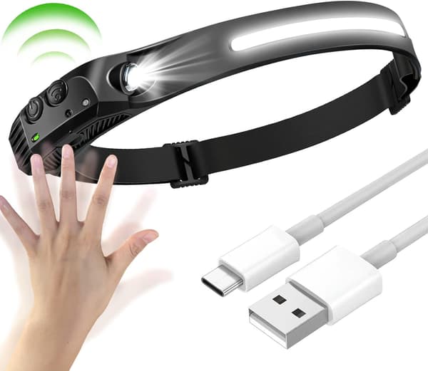 1 stk LED hodelykt, USB hodelykt LED hodelykt bevegelsessensor hodelykt vanntett