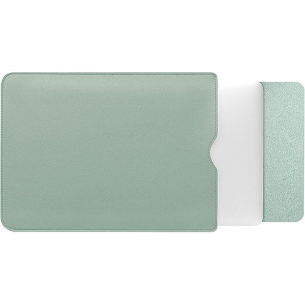 PU Leather Laptop Sleeve for  MacBook Air 15 inch A2941 M2 Chip, Inner Soft Fluff Thickened Padded Portable Travelling Notebook Bag Case (Green)