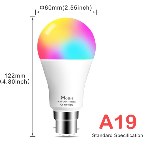 LED-färgskiftande glödlampor med fjärrkontroll, 75 watt med timing, 120 Multi RGB-färger + dagsljusvit, 1 förpackning
