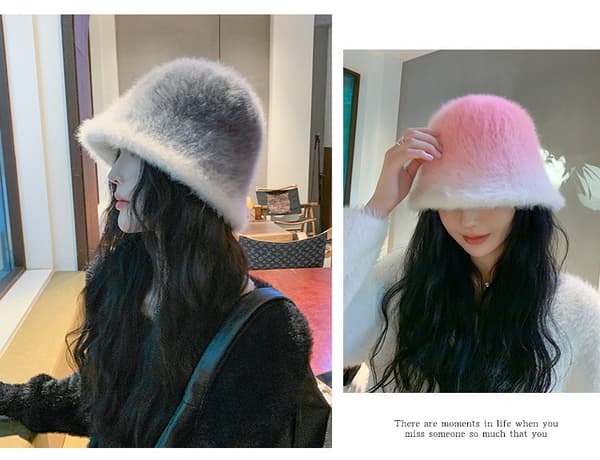 Dame Vinterhat Blød Kunstig Pels Fluffy Fiskerhat Bred Skygge Pelshat Vinter Varm Hat til Piger grey