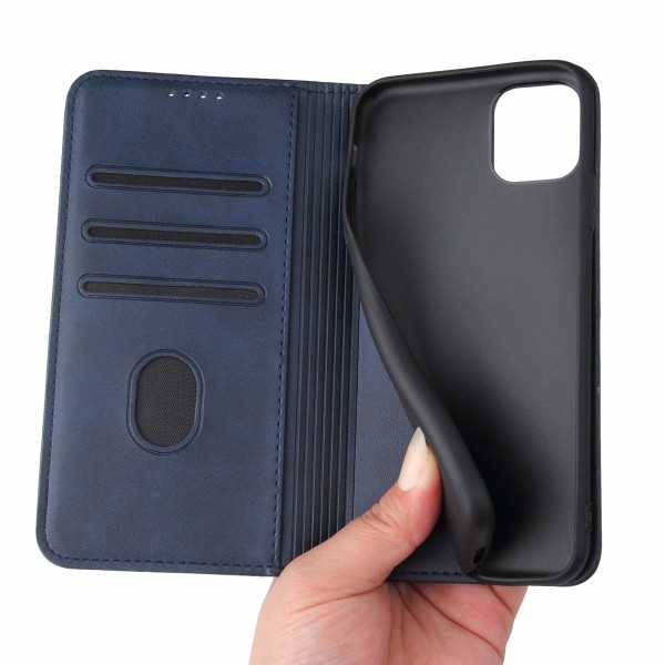 iPhone 11 case Premium PU- case med korthållare Kickstand Inbyggd magnetisk stängning Flip Folio- cover för iPhone 11 - Blå Blue