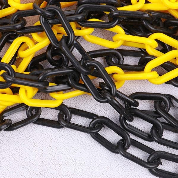 5m x 6mm Plastikkæde til Parkeringsbarriere, Havepynt, Assorterede Farver (Gul & Sort)