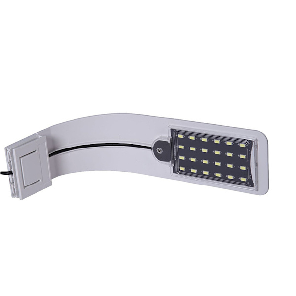 Ultra-tynd LED-lampe til miniakvarium, klemmelampe med 24 LED'er hvidt og blåt lys til 30-40 cm fiskebeholder, 10 W (hvid)