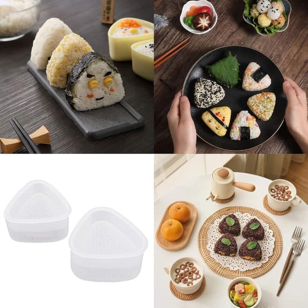 6 stk. trekant sushiform 2 størrelser Onigiri risbolle maker form, non-stick risbolle Bento presser form Nigiri form til køkken DIY madlavning