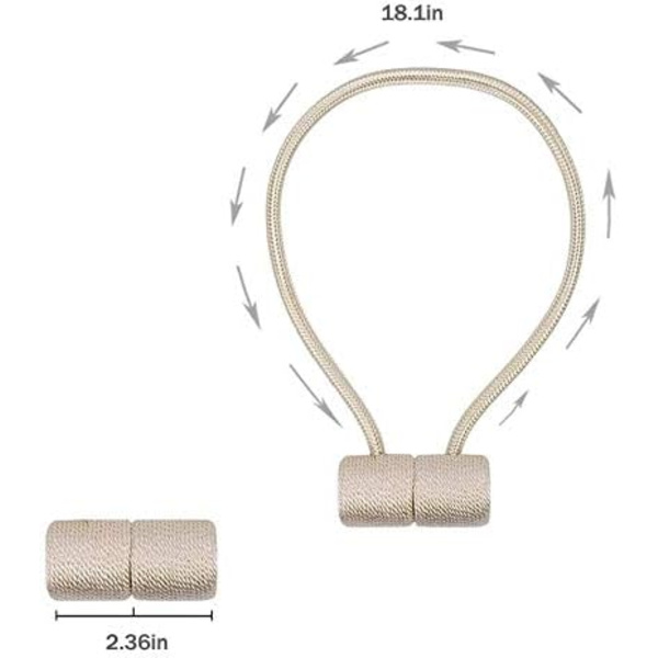 2 Magnetiske Gardinbindere, Gardinclips Snore Spænde, Brugt til Hjem Kontor Cafe Dekorativ Spænde, Ingen Behov for at Perforere, Beige