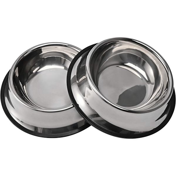 2 pakker rustfrit stål hundeskål med skridsikker gummibase Perfekt skål, kæledyr foder skål og vandskål Perfekt valg  (26oz)