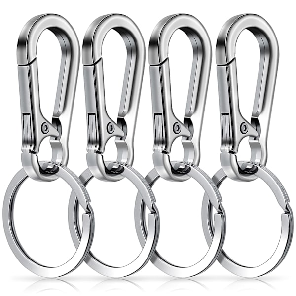 Metal Keychain Carabiner Clip Keyring Key Ring Chain Clips Hook Holder= for Unisex, 4 Packs