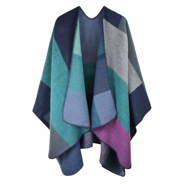 Dame Poncho Cape Oversized Vinter XXL Dame Tørklæde Lang Høj Kvalitet Reversible Cape Poncho Patchwork Design Tæppe Stof Tørklæde Sjal Cape