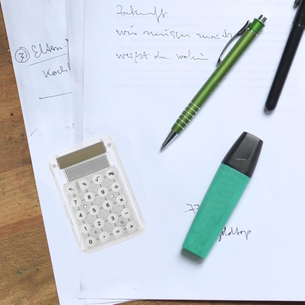 Liten miniräknare, handhållen miniräknare, studentkalkylator, 8-siffrig displaykalkylator för kontor, vit