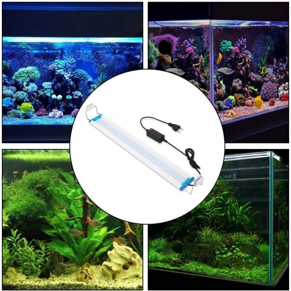 LED Aquarium Lighting, Aquarium LED Lampe, 18-58cm Meget tynd Aquarium LED Lampe til belysning