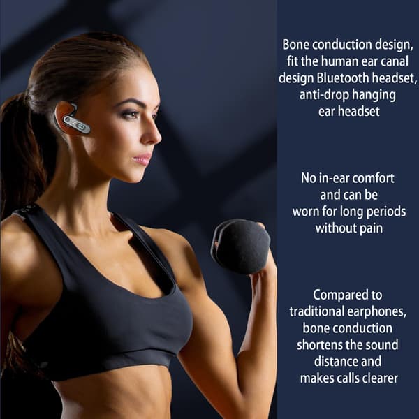 Bluetooth-headset, knogleledningshovedtelefoner, trådløse Bluetooth-hovedtelefoner med mikrofon, on-ear-headset (sort)