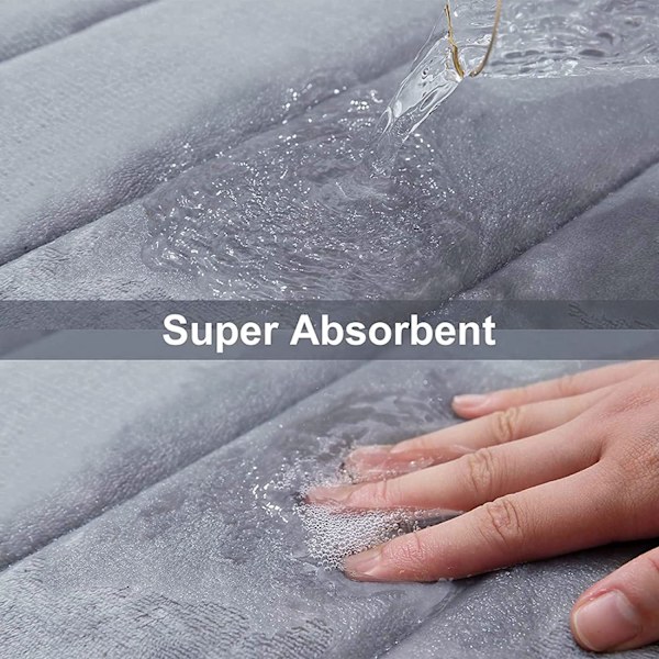 Memory Foam Bademåtte, 40 x 60 cm, Ekstra Blød Skridsikker Bademåtte, Super Absorberende Bademåtter til Badeværelsesgulv, Maskinvaskbar  Lysegrå Light Grey