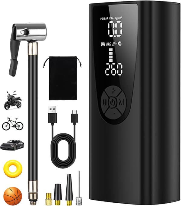6000mah bærbar luftkompressor, mini elektrisk luftpumpe, bildæk oppumpning, elektrisk oppumpning, luftkompressor