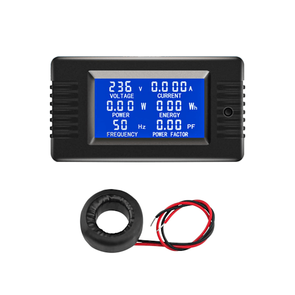 AC 80-260V 100A Digital LCD Voltmeter Amperemeter Effektmåler 6 i 1 Husholdnings El-måler Panel Lukket Type Energimåler CT Effektmåler