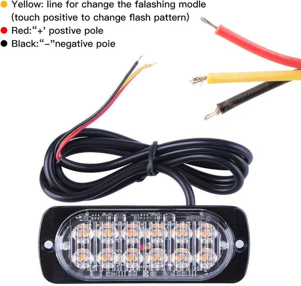 LED Nødblinkende Strobelys, Universal Beacon Advarselslys til 12-24V Lastbiler, Biler, Farlige Blinkende Strobelys (4 Pak)