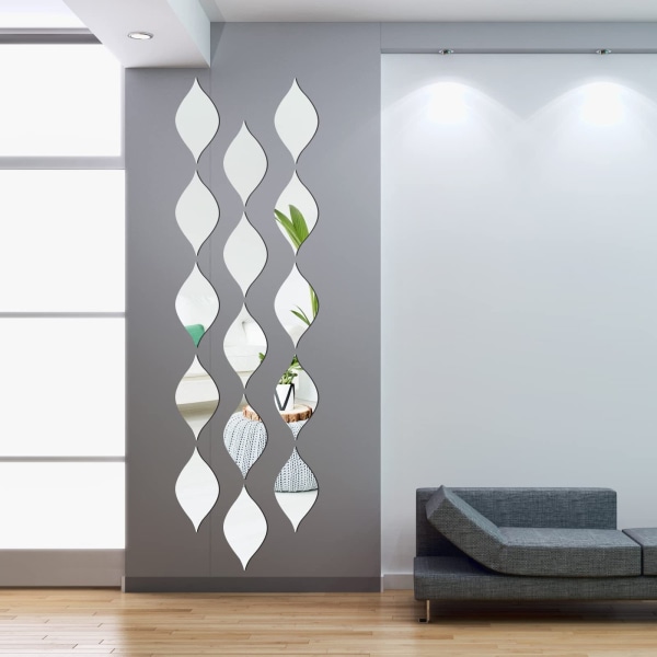 20 STK speilfliser selvklebende speilveggklistremerker Fjernbare kunstplastfliser dekorasjon Egnet for stue, bad, soveromsvegg