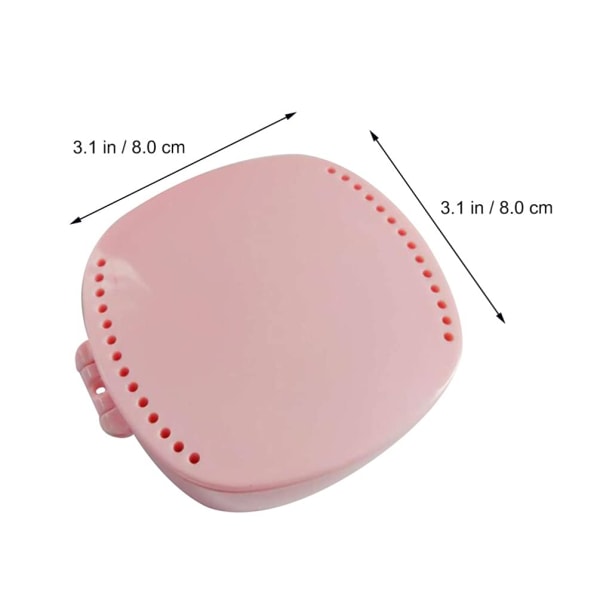 Dental Retainer Case with Vent Holes and Mirror & Brush - Portable Denture Box for Invisable Aligner, Mouth Guard Brace, Denture &Teeth Mouth Tray