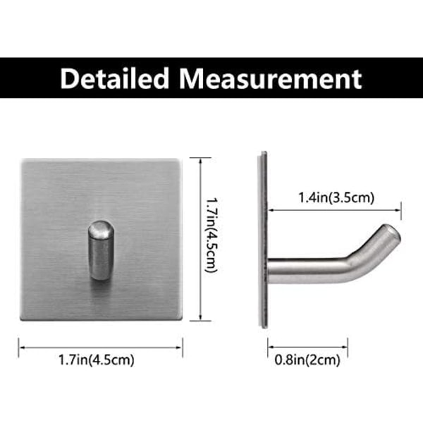 Kroker, selvklebende veggklistremerker, holdere i rustfritt stål, selvklebende kroker for kjøkken, bad, hjemmedør, 6 pakker sølv silver
