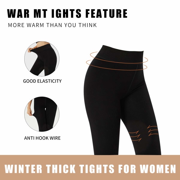 2 paria mustat thermal lämpimät fleece-sukkahousut naisille (L, 85-115 puntaa) X
