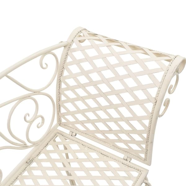 vidaXL Trädgårdsbänk schäslong 128 cm metall antikvit white Vit