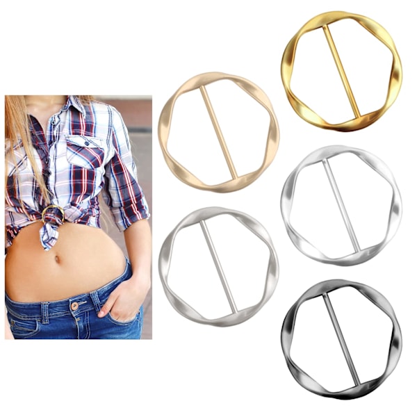 5-pack metall T-shirt-klämmor silkescarf ringklämma T-shirt slipsklämmor klädhörn knapp metall rund cirkelklämma spänne klädring omslag hållare
