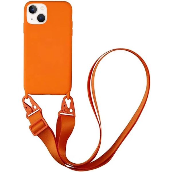 Til iPhone 15 Pro Max, Crossbody-telefonetui med skulderrem Blødt silikoneetui med justerbar stødsikker beskyttelse til kvinder og piger Orange