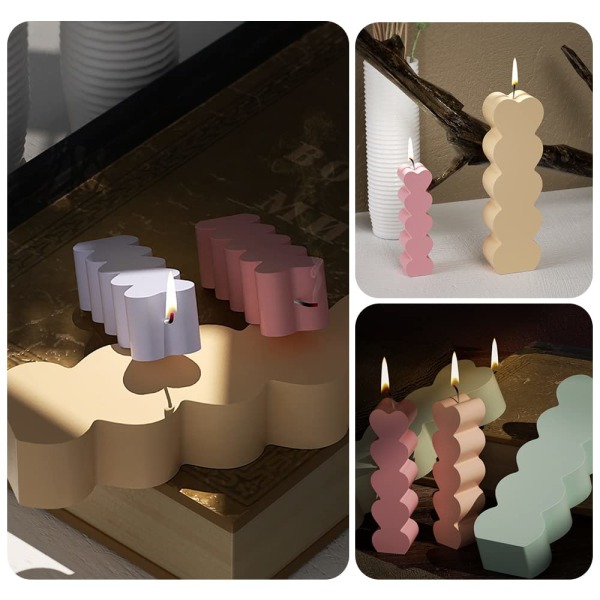 4 kpl kynttilänmuotit kynttilänvalmistukseen, sydämen muotoiset silikonikynttilämuotit pilarikynttilän muotit molds 3D-kynttilöiden valmistukseen.