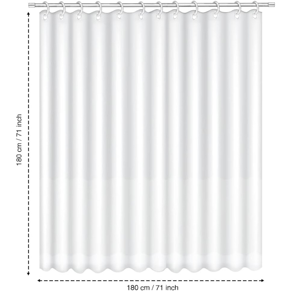 Dusjforheng Mugg og Muggbestandig Solid White, 180 x 180 cm (71 x 71 tommer) | 100 % polyester