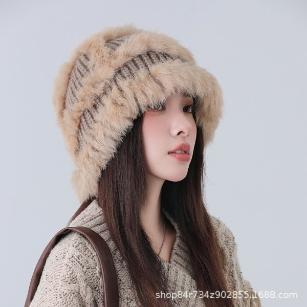 Naisten hattu talvipehmeä tekoturkista pörröinen kalastajahattu leveärimainen turkishattu Lämmin talvihattu tytöille khaki