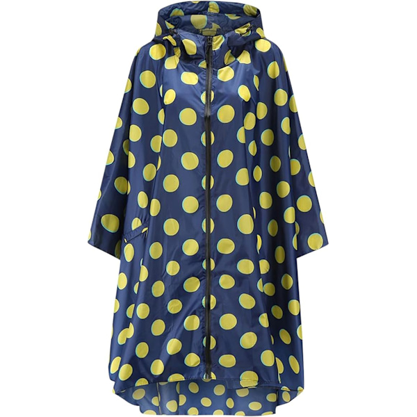 Regnjakke Dame Herre Regnponcho Regnfrakk Vanntett Lett Regnklær med Hette Regnkappe Jakke Regnponcho Kappe blue+yellow