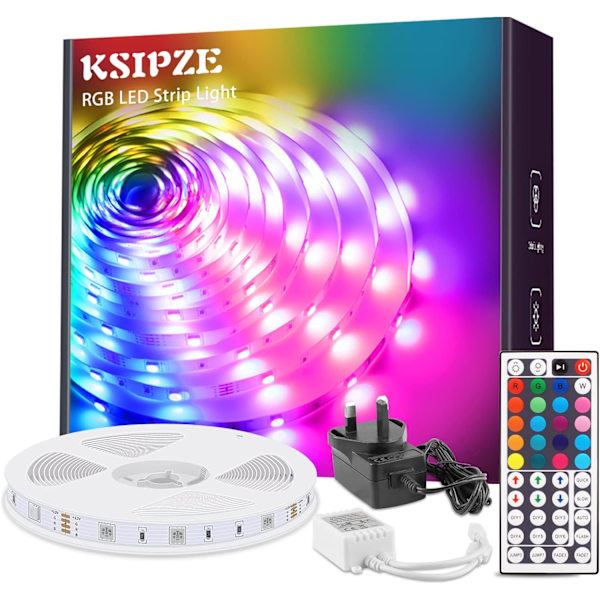 5m LED-stripe lys RGB fargeskiftende LED-lyssett (5M)
