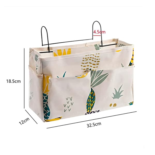 Sengearrangør til ophængning, sengeopbevaringspose, multifunktionel sengepose med trådkrog, sengearrangør hængende pose til hovedgærder, køjesenge, sovesal Pineapple