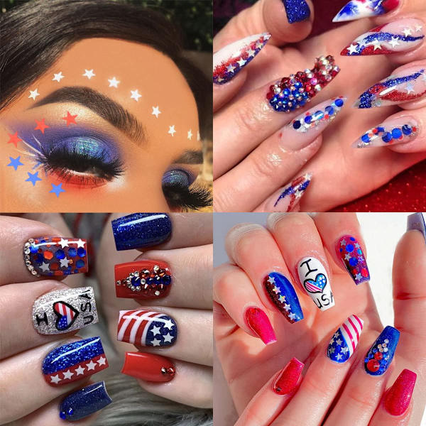 12 ruudukkoa tähti kynsien taide glitter 3D holografinen itsenäisyyspäivän kynnet paljetit glitter hiutaleet kynsien taide tarvikkeet kynsien taide tarrat suunnittelu