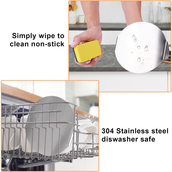 Smash Burger Press, 5,5 tommer fødevaregodkendt 304 rustfrit stål hamburgerpresser, til flad top grill grill madlavning bøffer BBQ（rustfrit stål håndtag） Stainless